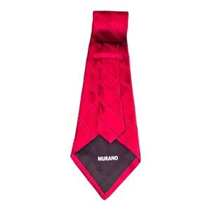 MURANO‎ MENS TIE RED STRIPES  3.75 X 60 100% Silk Hand Tailored USA